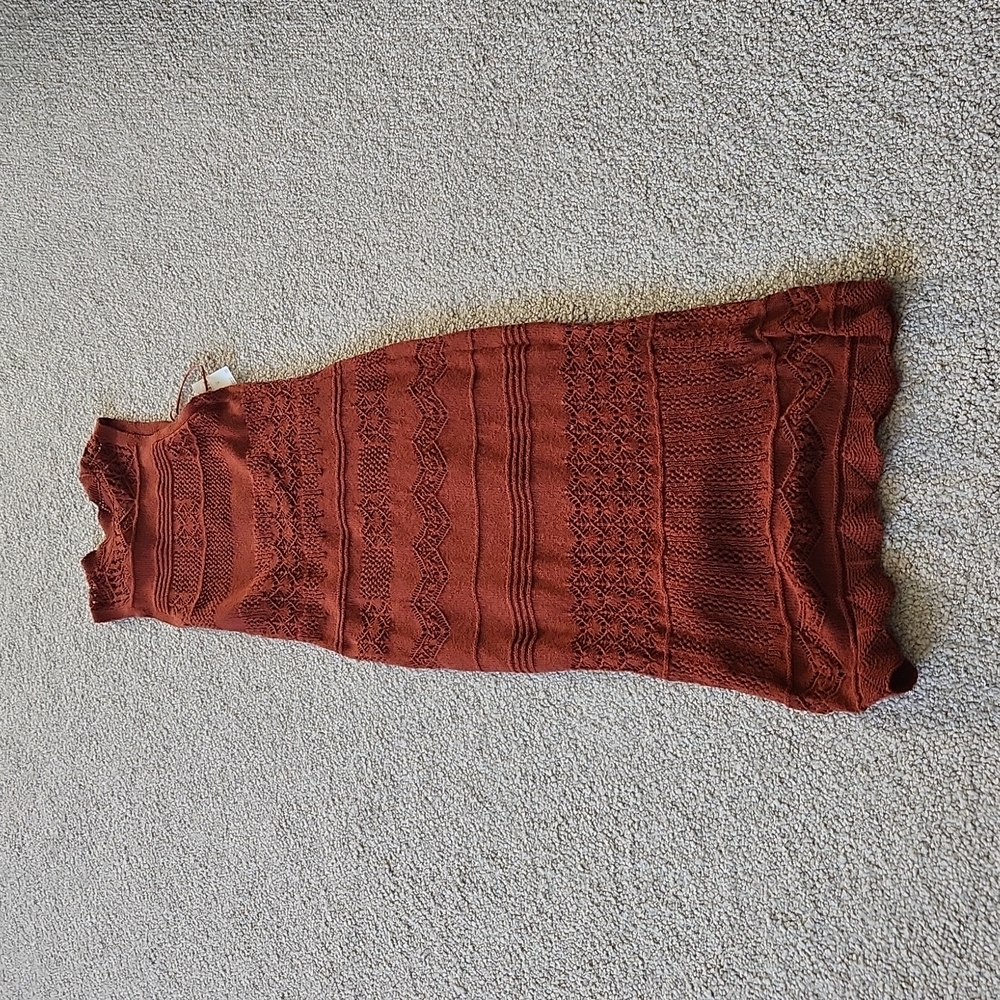 Anthropologie Crochet Midi Dress NWT M Rust
